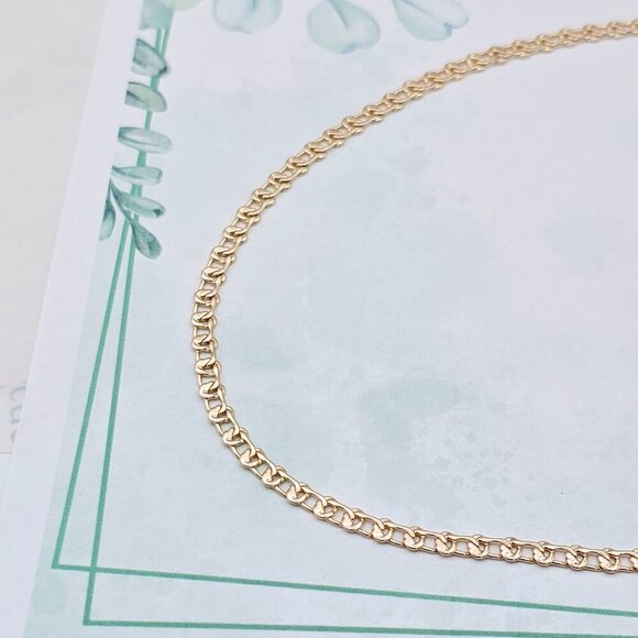 Shiny Rose Gold Chain Necklace with Polished Flat Heart Links, XPNL0062 - Picture 10 of 12